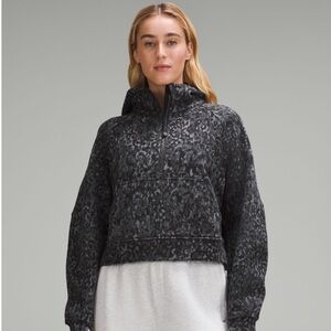 Lululemon black leopard quarter zip scuba hoodie